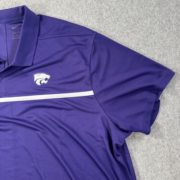 Kansas State Wildcats Nike Dri-Fit Polo Shirt Men's 3XL Purple Short Sleeve - Picture 2 of 8